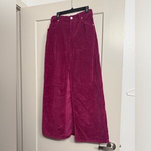 Pilcro Magenta Corduroy Skirt